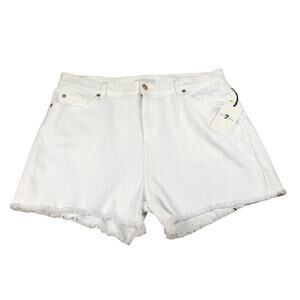 7 FOR ALL MANKIND Shorts White Denim Frayed Hem High Waist Short Size 32 NWT